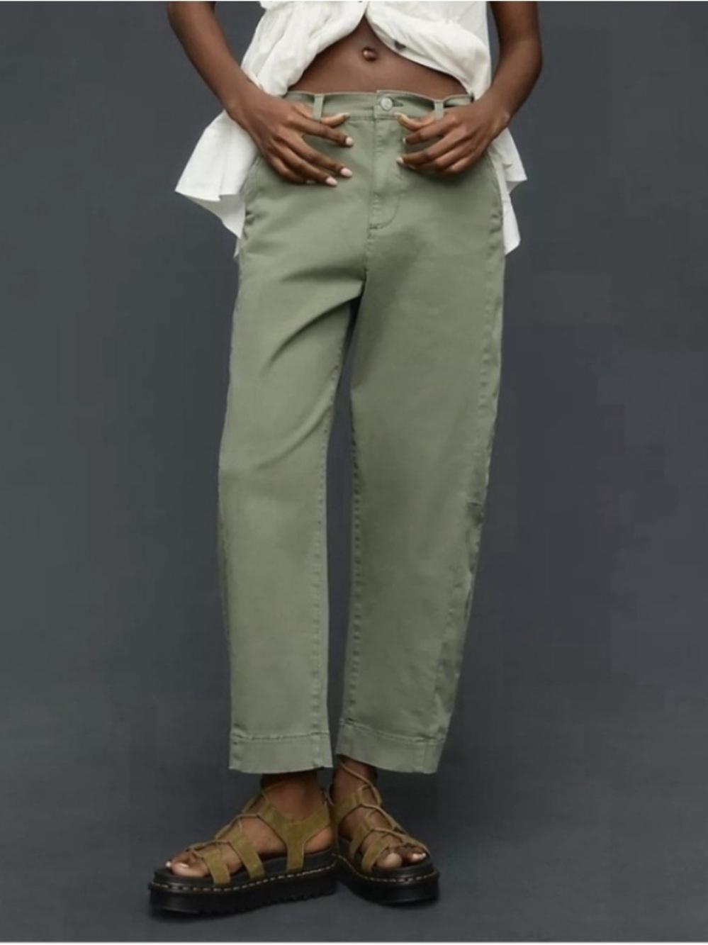 Pistola Eli High Rise Arched Leg Barrel Calvary Olive Pants Size 31